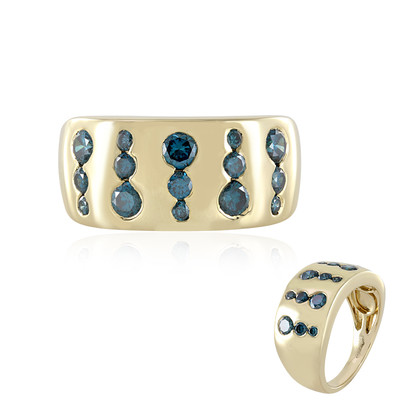 Anillo en oro con Diamante azul I2 (de Melo)