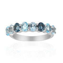 Anillo en plata con Topacio azul de Londres