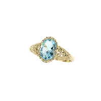 Anillo en oro con Topacio azul cielo