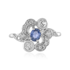 Anillo en plata con Zafiro azul Ceylon sin calentar