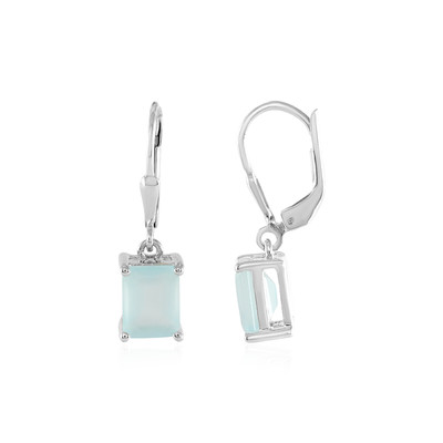 Pendientes en plata con Calcedonia agua