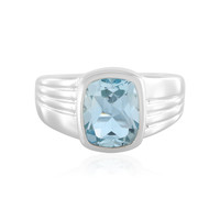 Anillo en plata con Topacio azul cielo