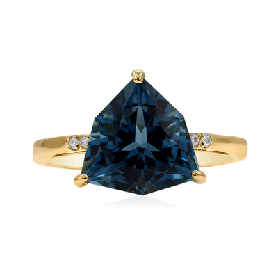 Anillo en oro con Topacio azul de Londres