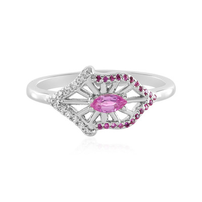 Anillo en plata con Zafiro Ceylon rosa sin calentar