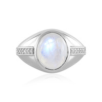 Anillo en plata con Piedra de Luna arcoíris