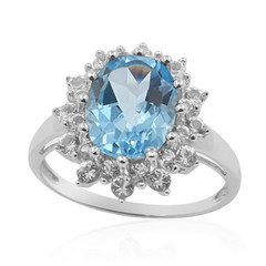 Anillo en plata con Topacio azul cielo