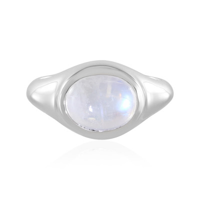 Anillo en plata con Piedra de Luna arcoíris