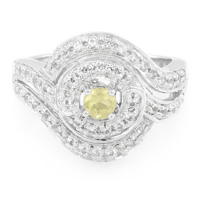 Anillo en plata con Danburita neón amarillo