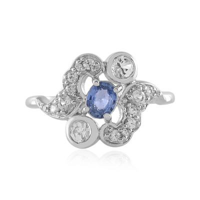 Anillo en plata con Zafiro azul Ceylon sin calentar