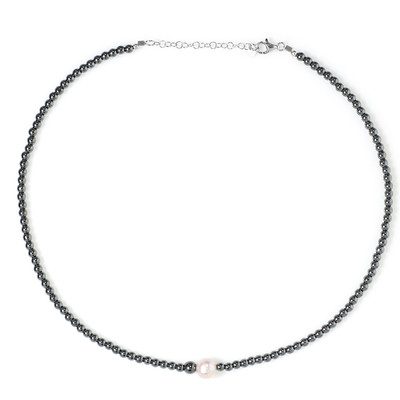 Collar en plata con Perla blanca Freshwater (Riya)