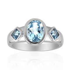 Anillo en plata con Topacio azul cielo