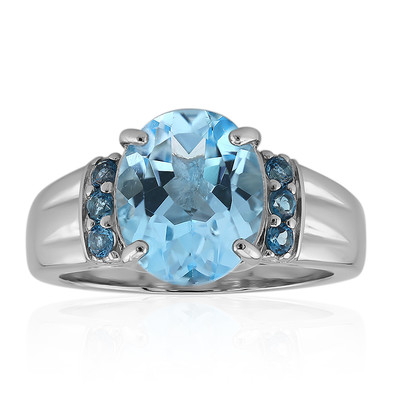 Anillo en plata con Topacio azul cielo