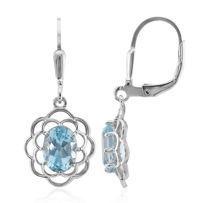 Pendientes en plata con Topacio azul cielo