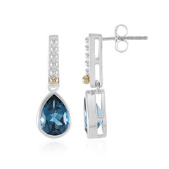 Pendientes en plata con Topacio azul de Londres (Granulieren)