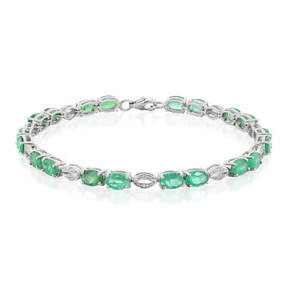 Brazalete en plata con Esmeralda de Zambia