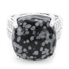 Anillo en plata con Obsidiana Copo de Nieve