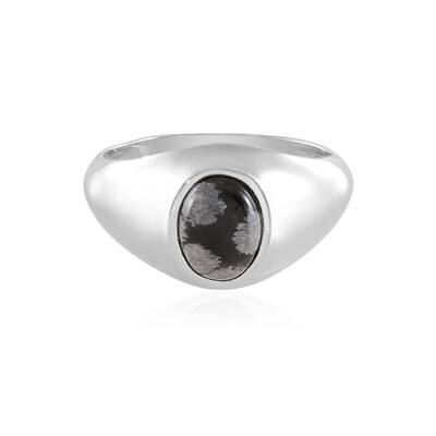 Anillo en plata con Obsidiana Copo de Nieve