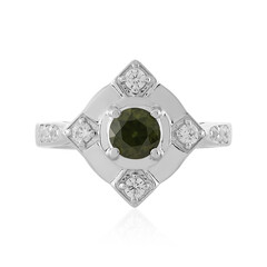 Anillo en plata con Zircón verde Ceylon