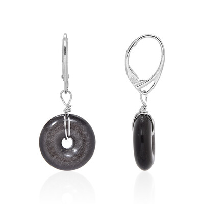 Pendientes en plata con Obsidiana plateada