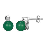 Pendientes en plata con Ágata verde