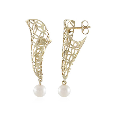 Pendientes en oro con Perla blanca Freshwater (Ornaments by de Melo)