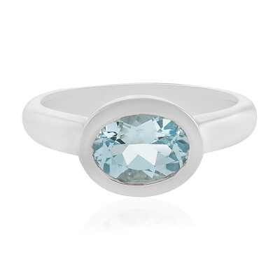 Anillo en plata con Topacio azul cielo