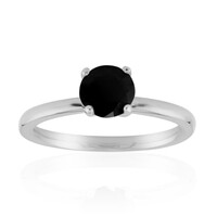 Anillo en plata con Espinela negra