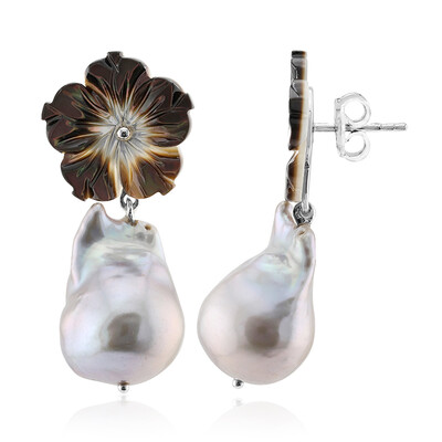 Pendientes en plata con Perla plateada Freshwater (TPC)