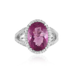 Anillo en plata con Fluorita rosa