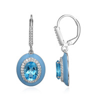 Pendientes en plata con Topacio azul suizo