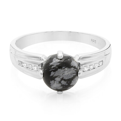 Anillo de hombre en plata con Obsidiana Copo de Nieve