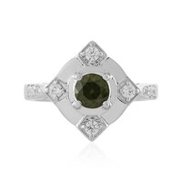 Anillo en plata con Zircón verde Ceylon