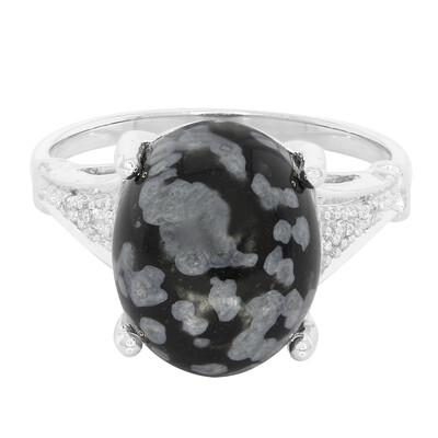 Anillo en plata con Obsidiana Copo de Nieve