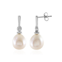 Pendientes en plata con Perla beige Freshwater