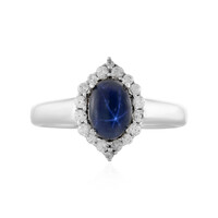 Anillo en plata con Zafiro estrella azul