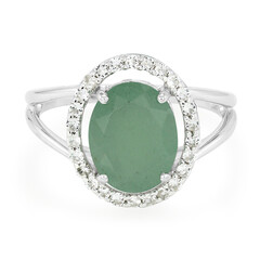 Anillo en plata con Calcedonia verde