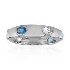 Anillo en plata con Topacio azul de Londres