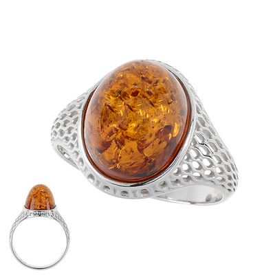 Anillo en plata con Ámbar báltico cognac (dagen)