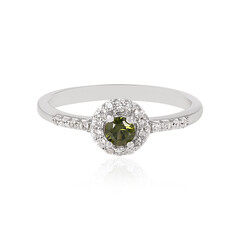 Anillo en plata con Zircón verde Ceylon