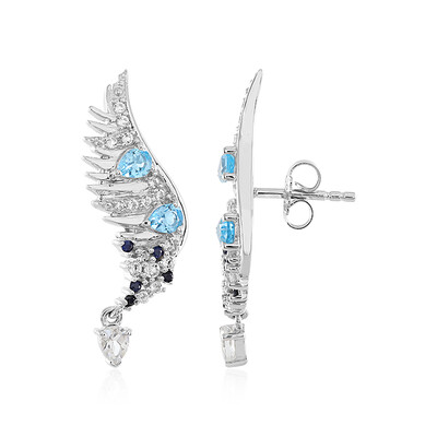 Pendientes en plata con Topacio azul suizo