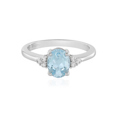 Anillo en plata con Topacio azul cielo