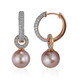 Pendientes en oro con Perla Ming rosa (TPC)