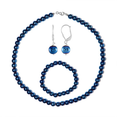 Set en plata con Hematita azul