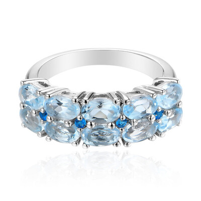 Anillo en plata con Topacio azul cielo