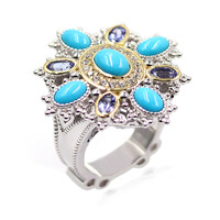 Anillo en plata con Turquesa bella durmiente (Dallas Prince Designs)