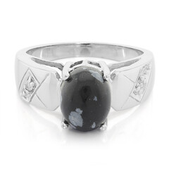 Anillo en plata con Obsidiana Copo de Nieve