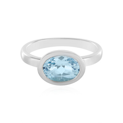 Anillo en plata con Topacio azul cielo