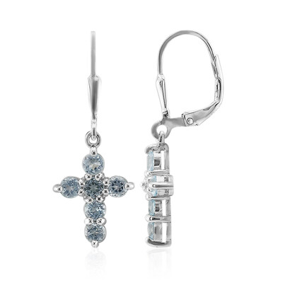 Pendientes en plata con Topacio azul cielo