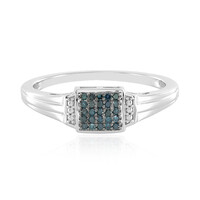 Anillo de hombre en plata con Diamante azul I1