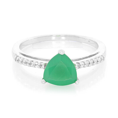 Anillo en plata con Calcedonia verde